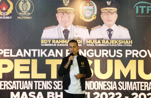 Wakil Gubernur Sumatera Utara Musa Rajekshah berharap cabang olahraga tenis bisa menyumbang medali emas untuk Sumut, (Poto:H19/Diskominfo Sumut).