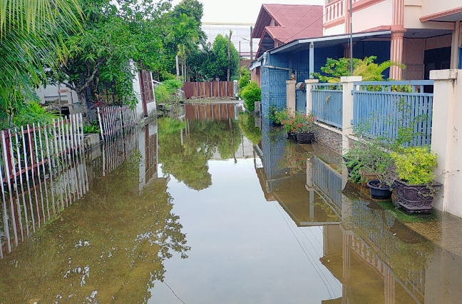 Hujan dengan intensitas tinggi yang mengguyur Kota Padang sejak Kamis (13/7/2023) malam hingga Jumat (14/7/2023) pagi mengakibatkan sejumlah wilayah di Kota Padang terendam banjir di mega permai satu.
